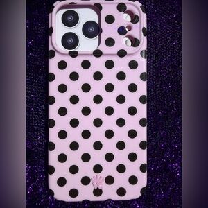 Velvet Caviar Pink and Black Polka Dot Phone Case